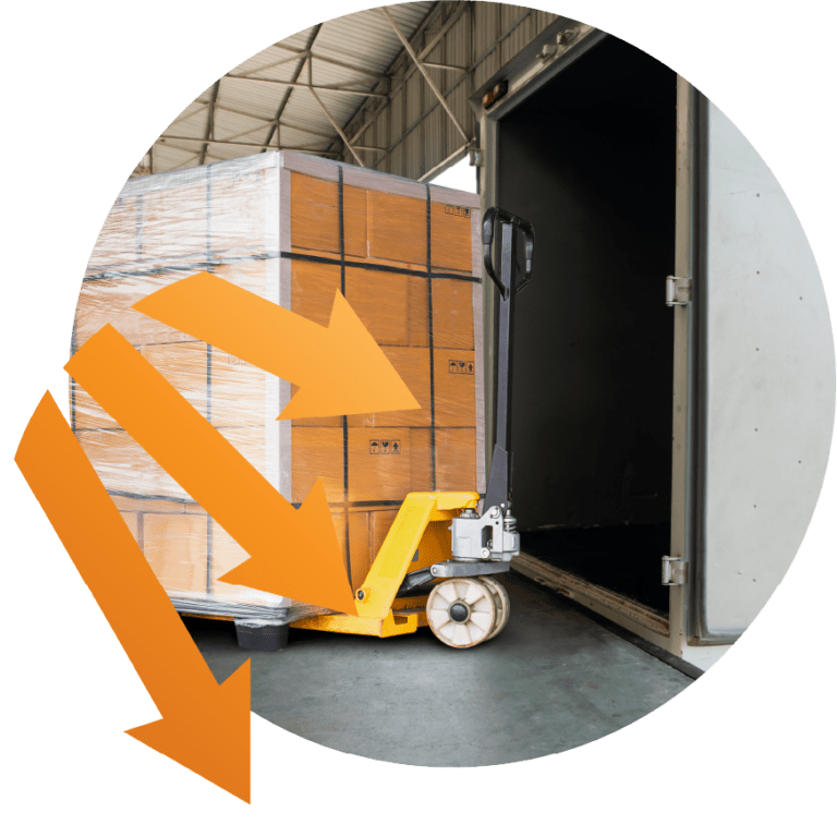 Baxter Freight's consolidate logo superimposed on a photo of boxes.