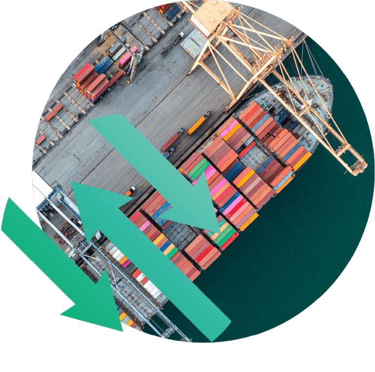 Baxter Freight's Navigate logo, superimposed over a photo of a container ship