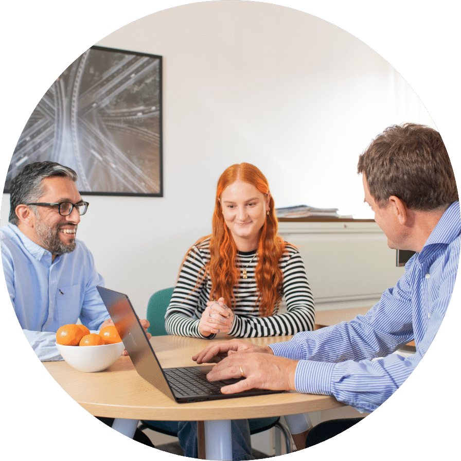 Employees having a meeting
