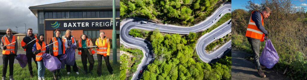A road snaking through a very green forest