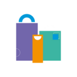 An abstract illustration of shopping bags
