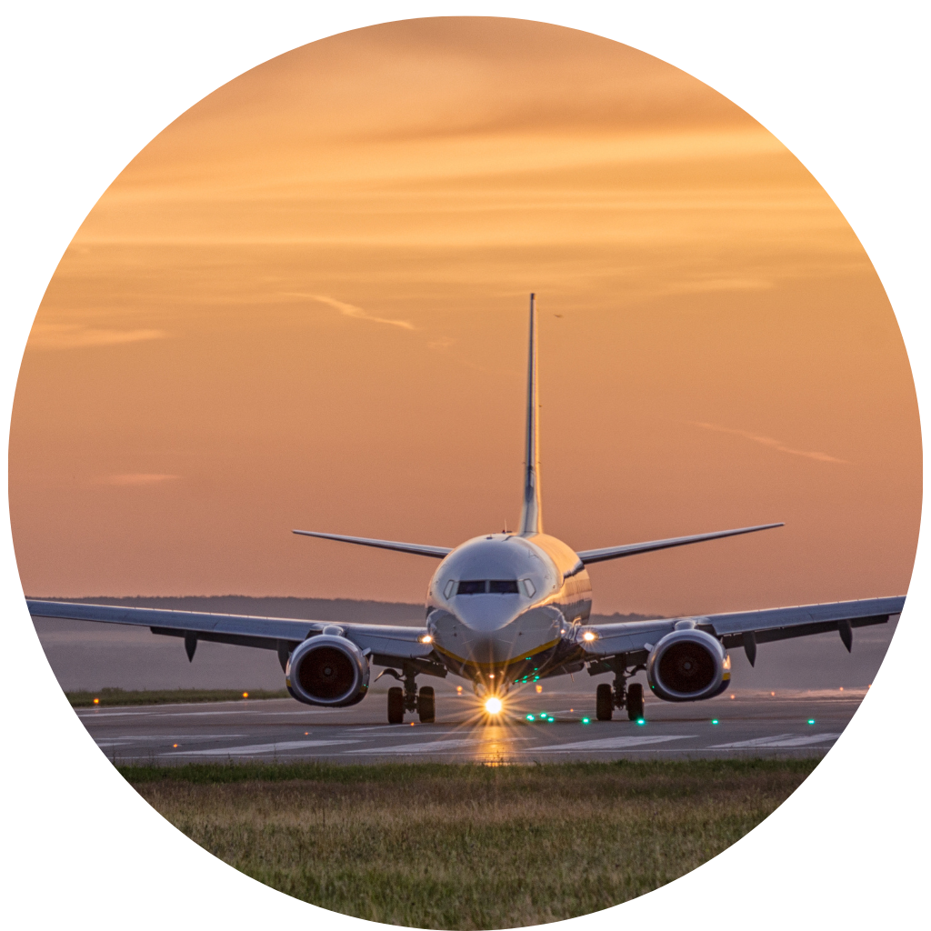 A plane lined up on a runway