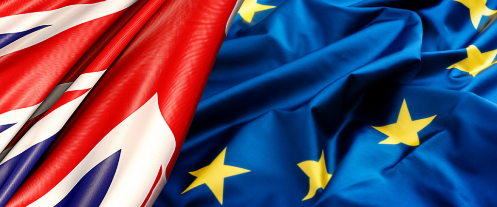The UK and EU flags, side by side