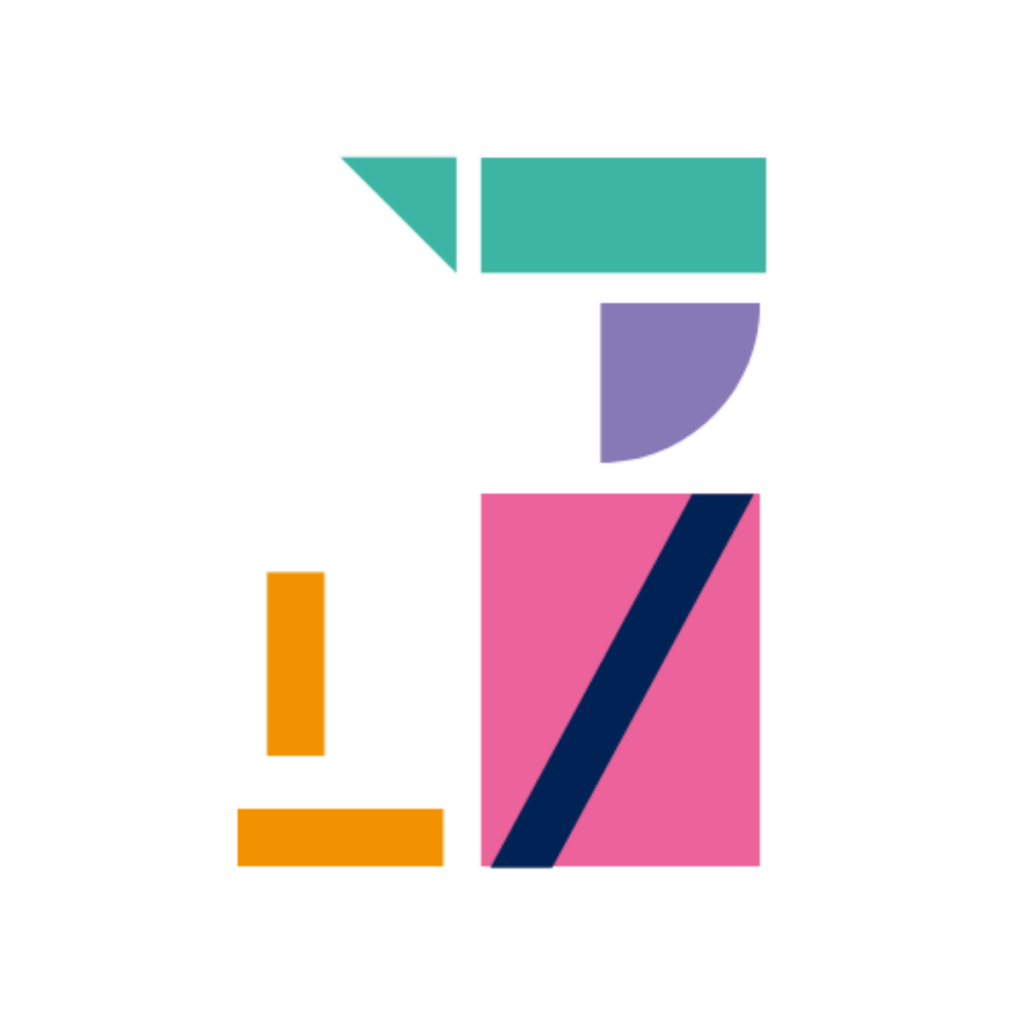 An abstract illustration of a customs official made from different shapes