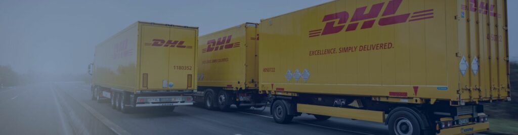 Yellow DHL trailers