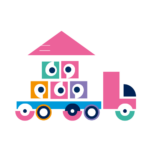 Ab abstract illustration of a truck made from different shapes