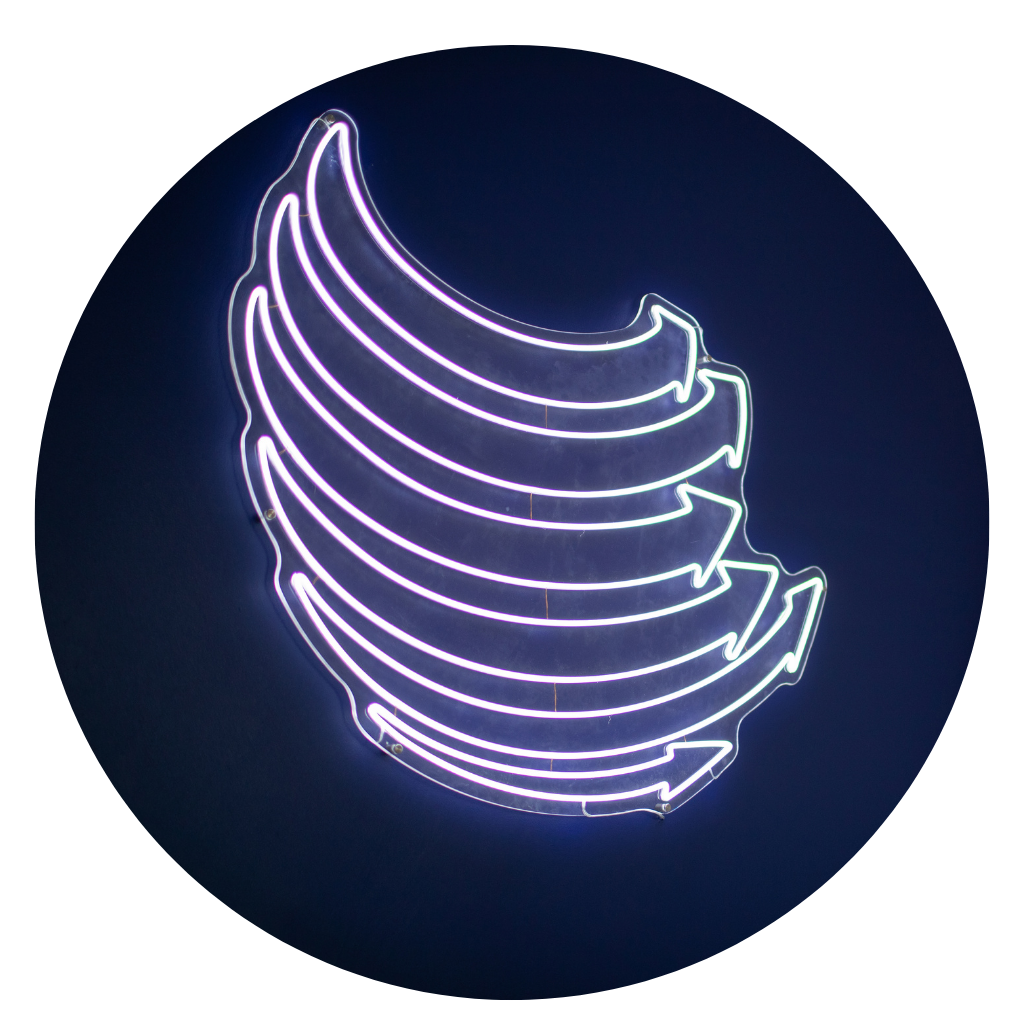 A neon Baxter Freight logo