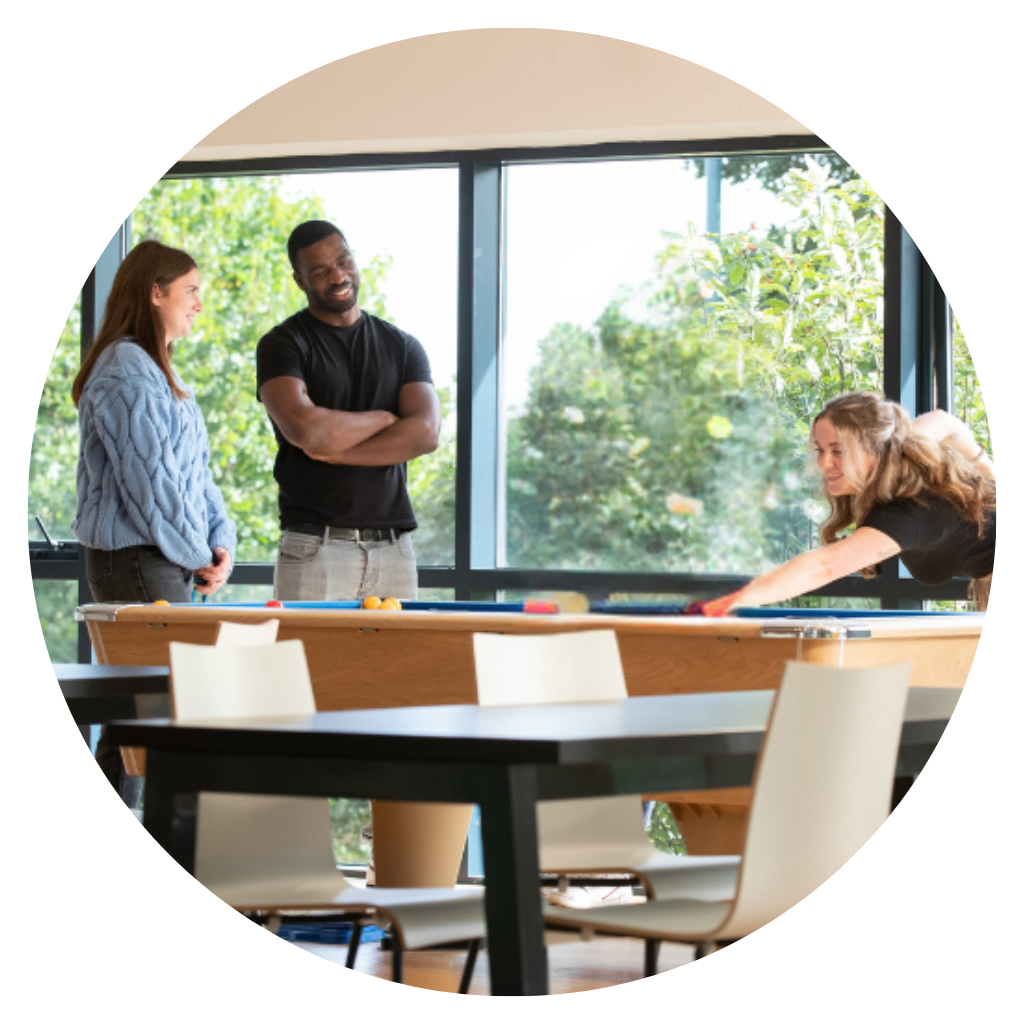 People playing pool in office