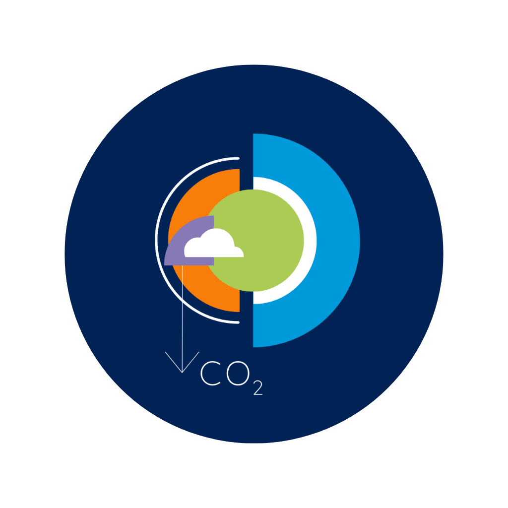 Graphic of a cloud with a down arrow pointing to "Co2"