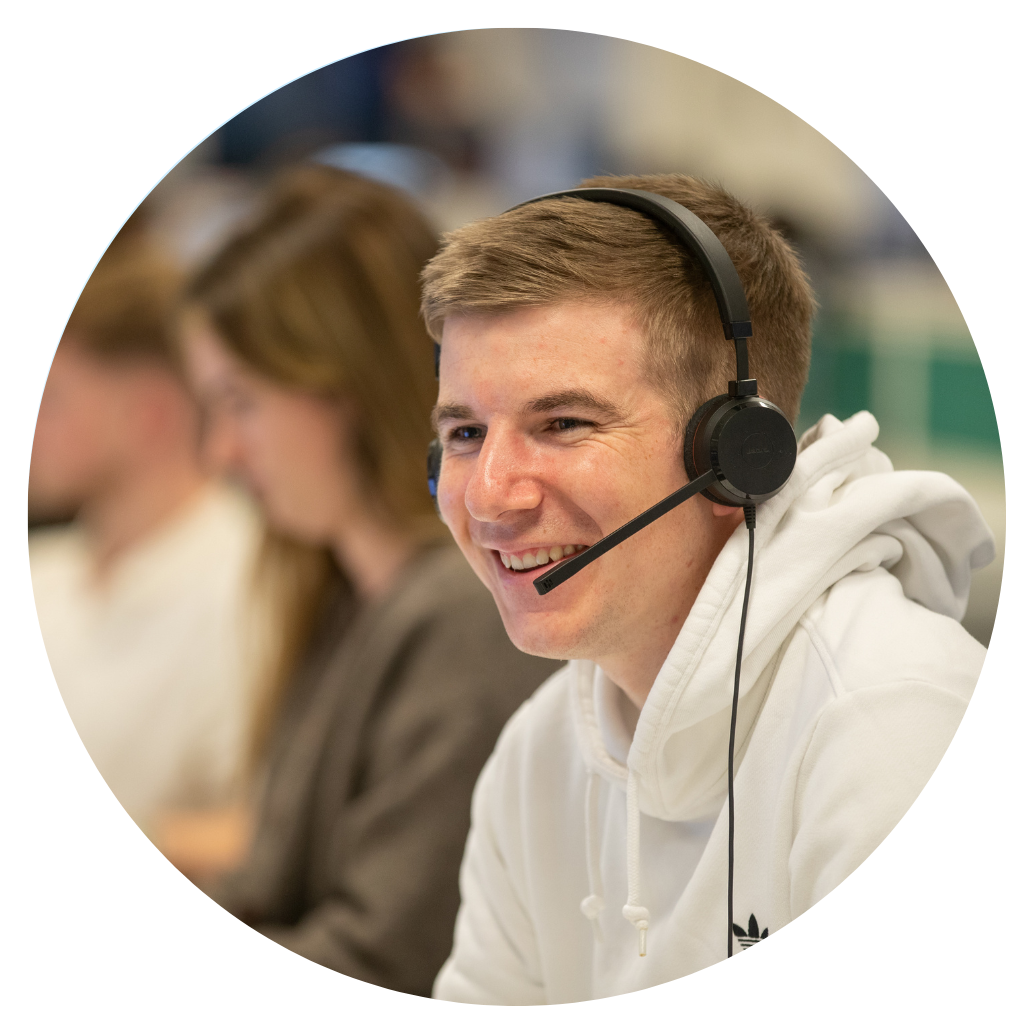 Man with headset on