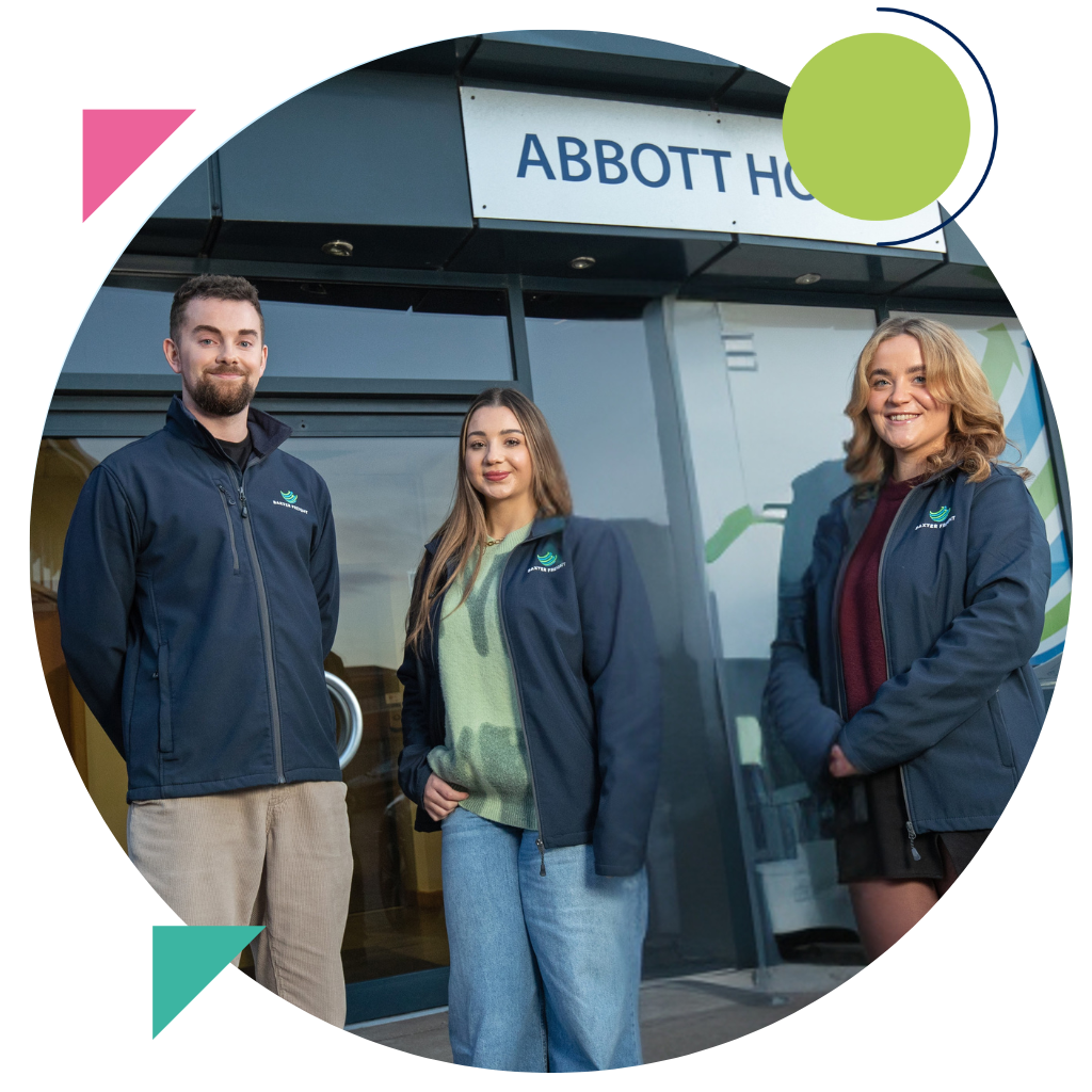 Graduate Account Managers stood outside of Baxter Freight